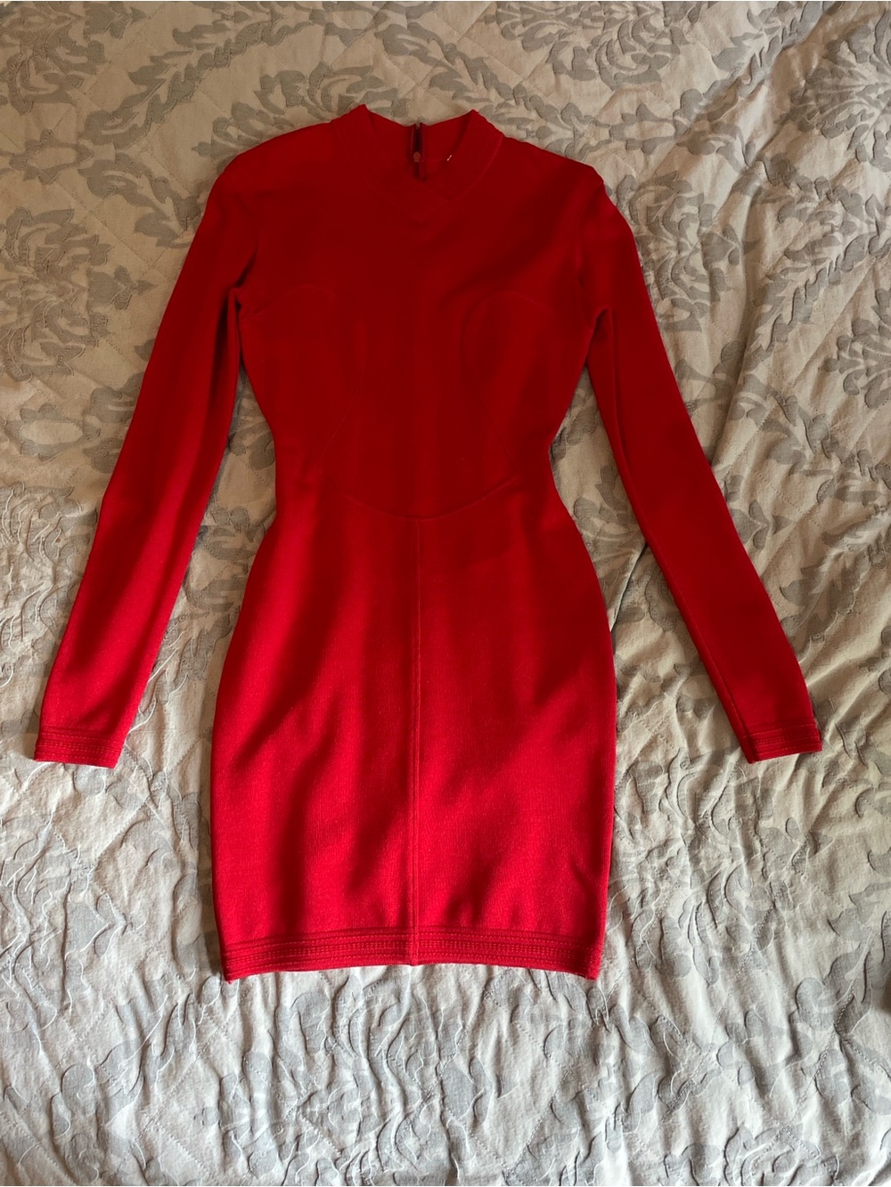 Azzedine Alaia Red Long-Sleeve Mini Bodycon Dress 1991